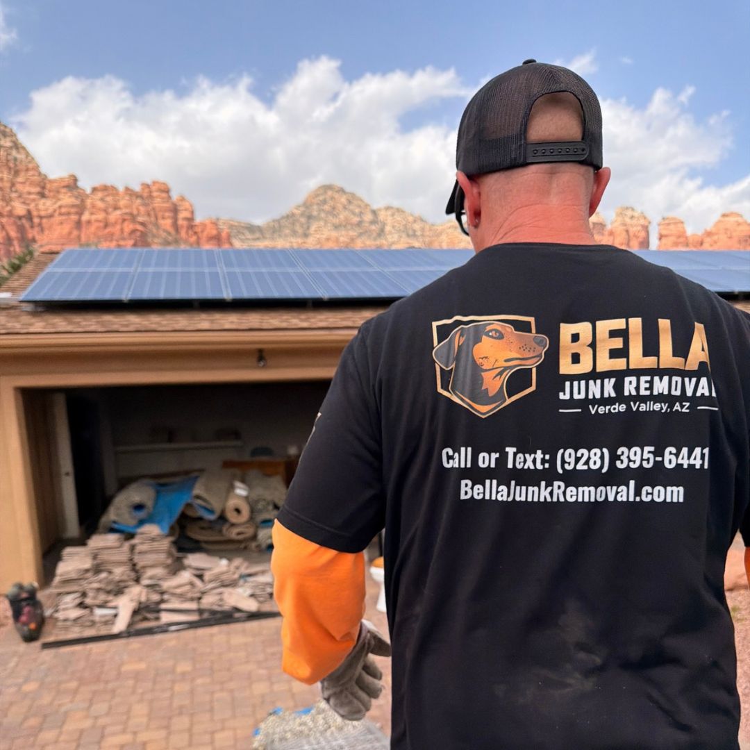 Robert from Bella Junk Removal removing construction debris for a remodeling contractor in Sedona.